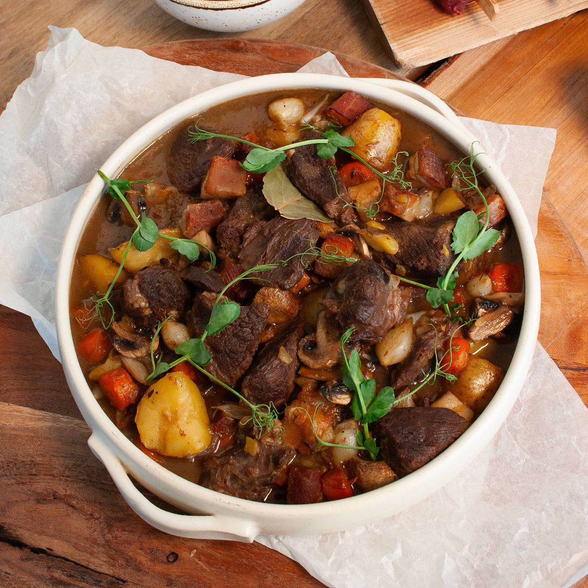 Burgundy-style braised venison