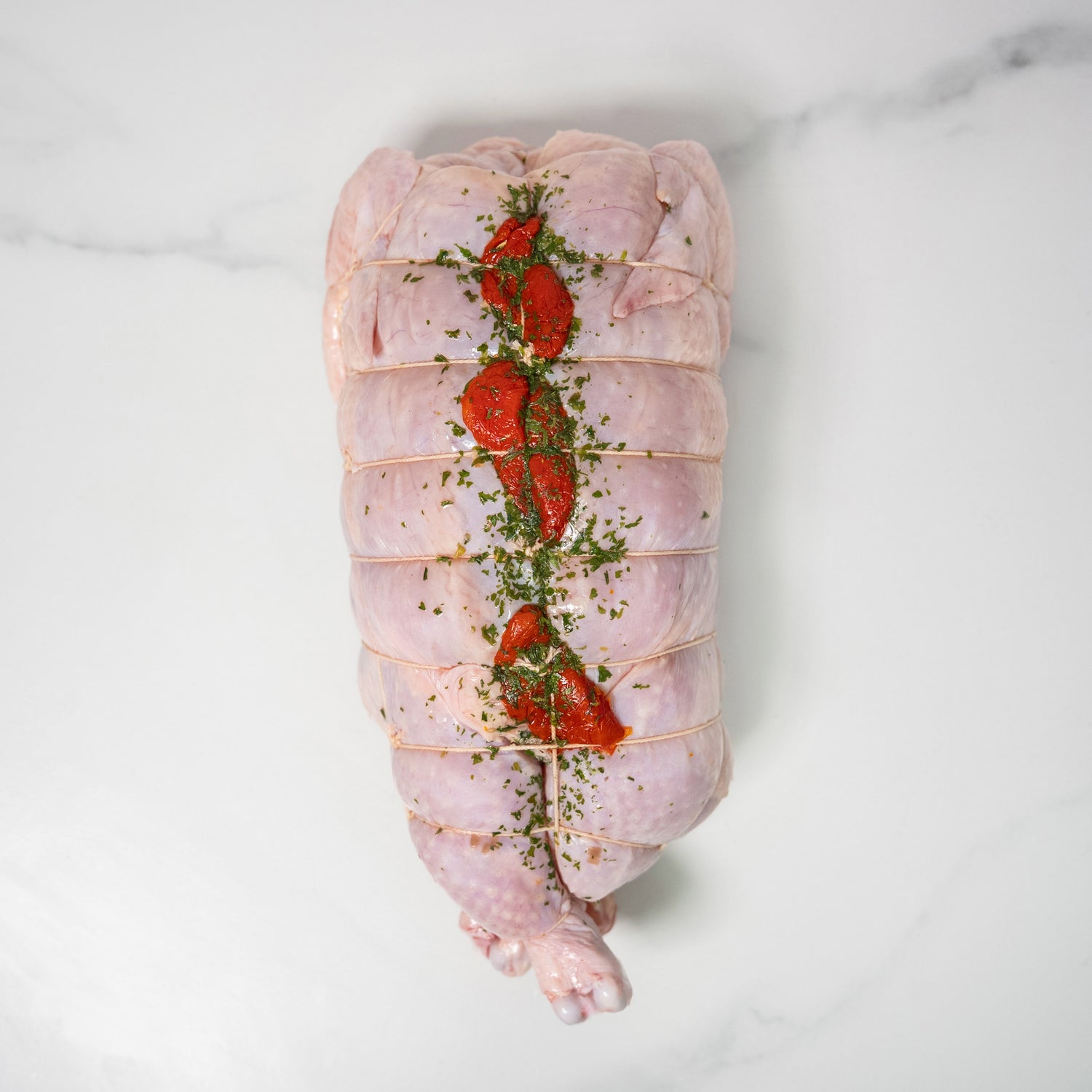 Whole stuffed chicken roast with wild garlic