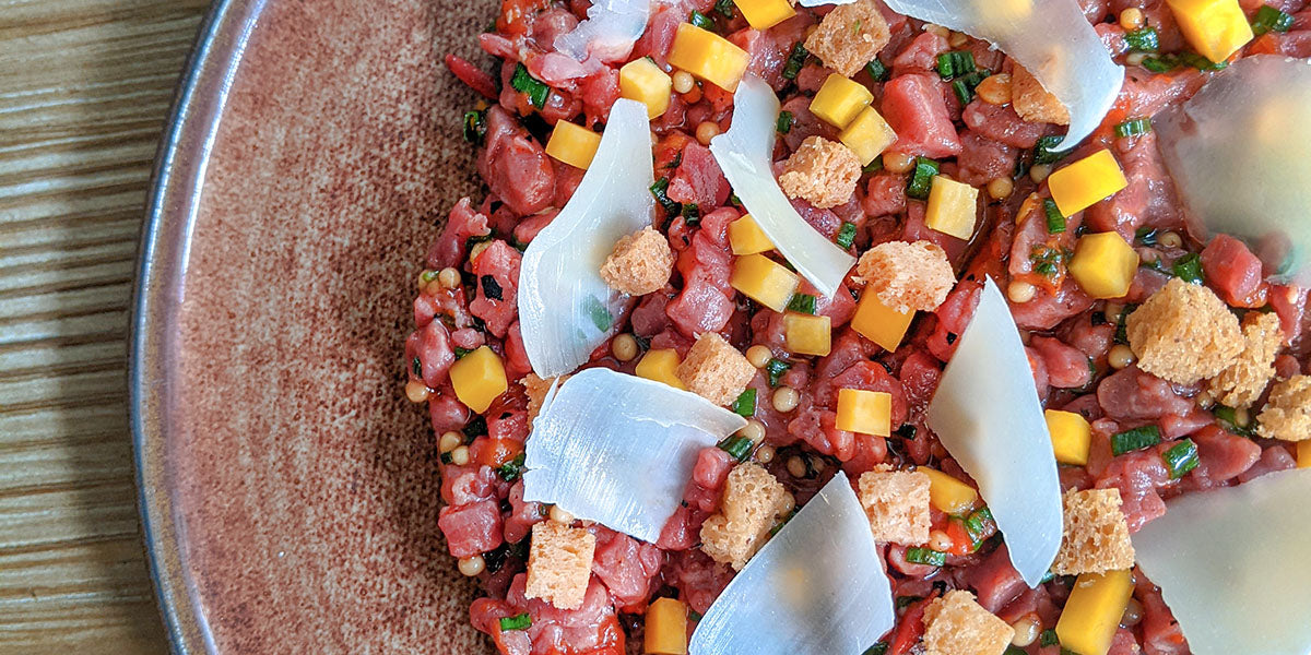 Tartare de bœuf et courge marinée