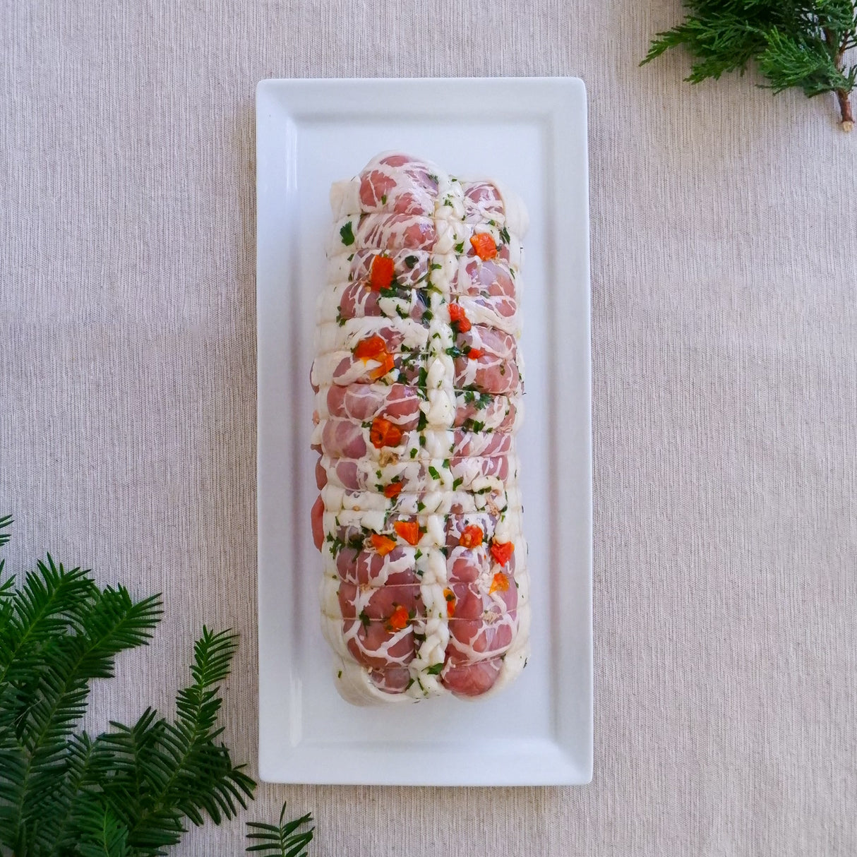 Stuffed turkey breast roast with wild garlic