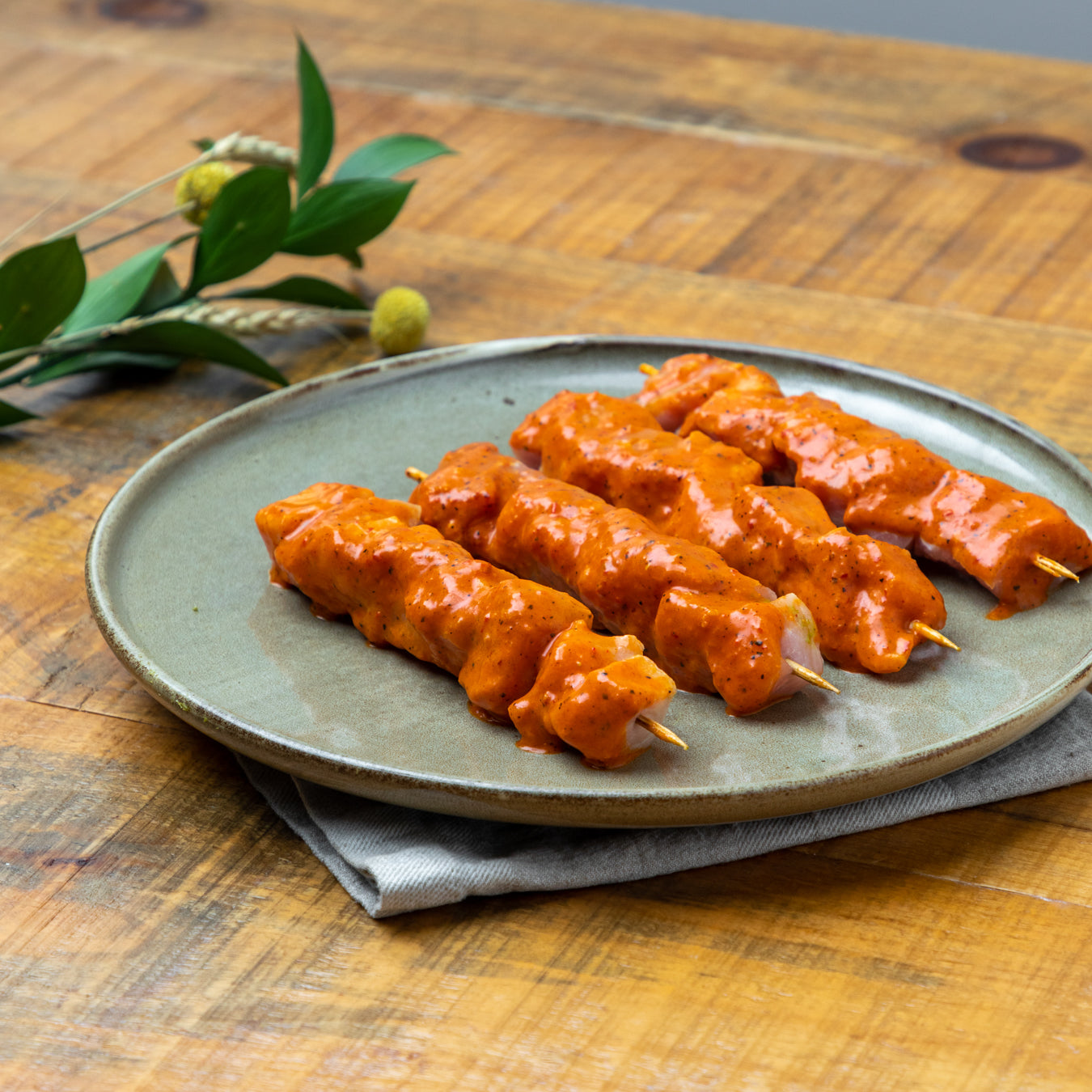 Marinated Beaurivage pork skewers from Quebec