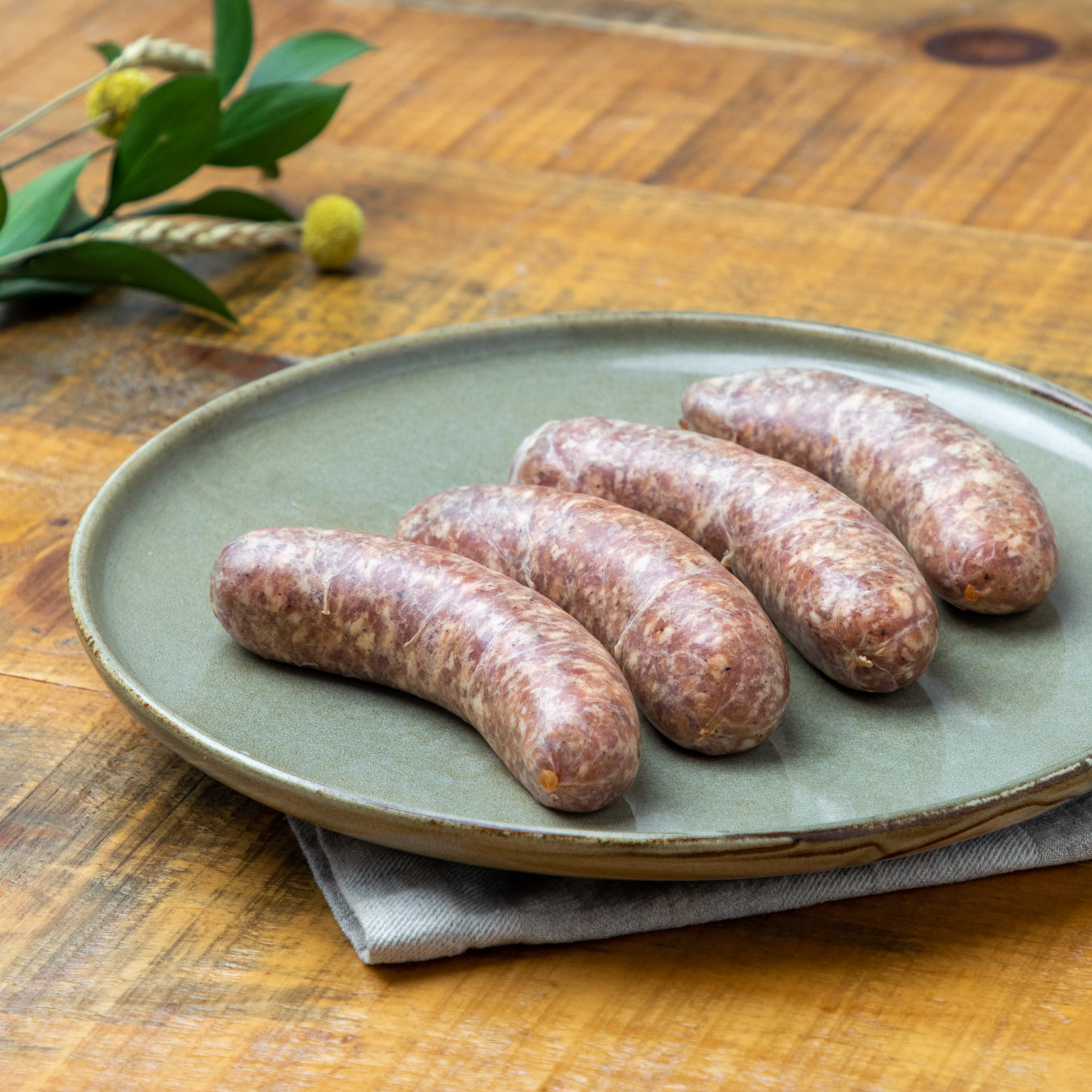 Homemade Toulouse sausages made from Beaurivage pork from Quebec